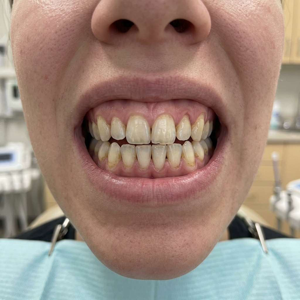 Before dental whitening and restorative treatment